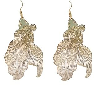 XIGAWAY Ohrringe Koi Goldfisch Tier Tropfenform Statement-Ohrringe Modeschmuck