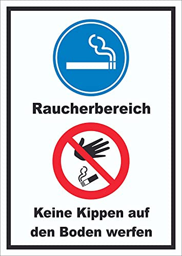 Schild Raucherbereich Boden verboten hochkant A4 Rückseite selbstklebend