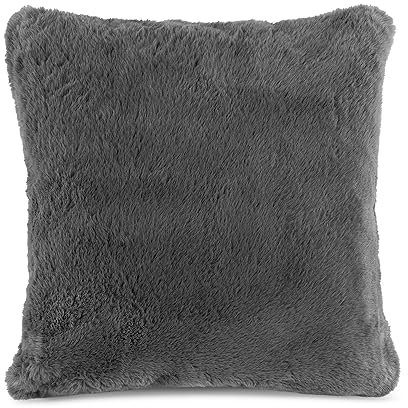 Quantum Interior by Maxland Wohn- Kuschelkissen, Fellkissen in Felloptik Rabbit fur, Dekokissen, superweiches Luxus Kissen, Sofakissen ca. 50x50 cm, Fellimitat (anthrazit)