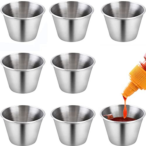 Bols à Sauce/Snack Petits Bols Coupelles à Sauce en Acier Inoxydable 304-8 Pcs Bol d'assaisonnement Bols de Service Pour sauce soja, épices, entrées, apéritif, collations et épices, 50ml