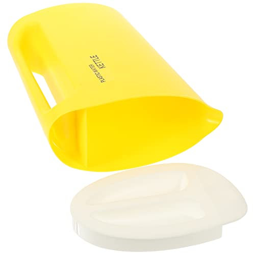 BESTonZON Wasserkrug Mit Deckel Kühlschrankkrug Saftkrug Kunststoff Wasserkanne Plastik Saftkaraffe Karaffe Teekessel Hei? Kaltsaft Tee Spender für KTV Zuhause Küche Büro 2200ML Gelb