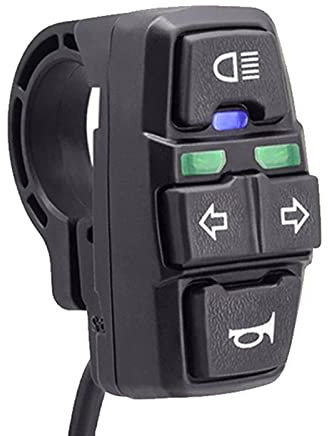 OneGas Interruttore per indicatori di direzione della testa della moto, 3 in 1, per fari moto, clacson, interruttore on/off per scooter, bici elettrica, mountain bike