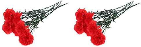 ifundom 2 Stück 7 Kuenstliche Nelken Rote Nelken Künstlich Simulationsblumenstrauß Kunstblumen Künstliche Nelke Künstlicher Blumenstrauß Gefälschter Blumenstrauß Künstliche
