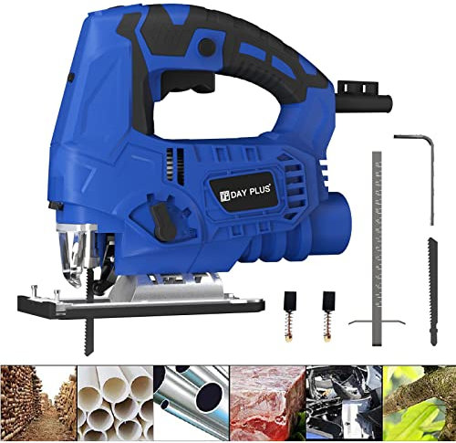700W Electric Jigsaw with Laser, Max Cutting Depth for 100mm Wood, 2800SPM Compact Power Jigsaw, 6 Variable Speeds, 4 Orbital Sets, ±45° Bevel Cutting, LED Light, Power Saw For Wood, Plastic and Metal