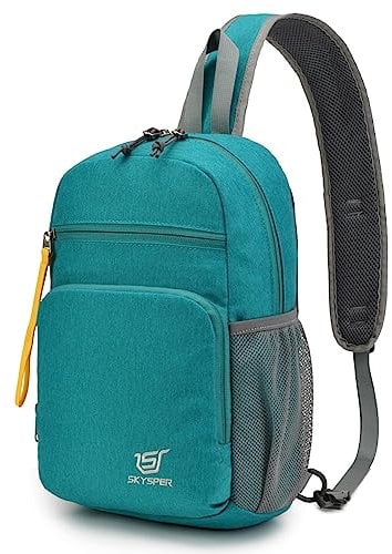 SKYSPER Crossbody Sling Bag Packable Cross Body Sling Backpack Shoulder Travel Bag Hiking Daypack for Women Men(Cyan)
