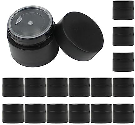 10ml / 10g mini lata de crema con tapa, recipiente de plástico a prueba de fugas de boca ancha, almacenamiento de viajes, productos de belleza crema facial hecha por bricolaje (20 paquetes, Negro)