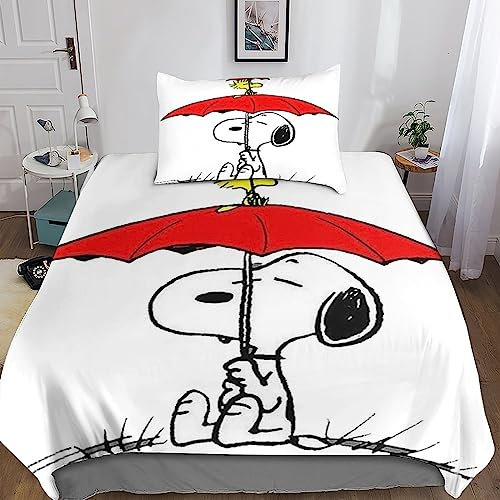 ARINAL Snoopy Kinder Bettbezug Set Startseite Satz, Bettwäsche Satz Moderne Comics Bettbezug Für Jugendliche Jugend Mädchen Jungen, Startseite Schlafzimmer Dekor Single(135x200cm)