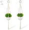 PASCH® Lot de 2 plantes artificielles avec macramé suspendu et pots en céramique blanche - Plantes artificielles (14 cm) + suspension en macramé (60 cm) - Plantes suspendues artificielles
