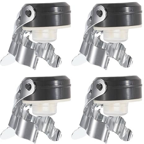 PATIKIL Champagne Stoppers, 4Pcs Manganese Steel Reusable Bottle Sealer Champagne Saver Cork Bottle Plug Keep Fresh for Champagne Wine, Silver Tone/Black