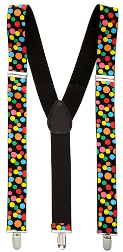 W WIDMANN MILANO Party Fashion 7992D - Hosenträger bunte Punkte, Clown, Showgirl, Showmen, 70er Jahre Accessoire, Disco Fever, Motto-Party, Karneval