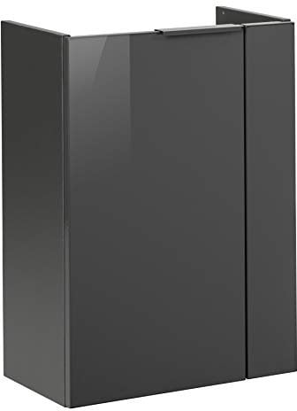 FACKELMANN Luna Waschbeckenunterschrank schmal – Unterschrank für Waschtisch im Gäste-WC (44 cm x 60 cm x 24,3 cm) – Türanschlag Links – SBC Badezimmerschrank hängend in Anthrazit/Schwarz