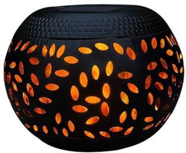 DOITOOL LED Gartenbeleuchtung Solar : Solarbetriebene Lampe Im Freien Eisen Handwerk Schwarz Keramik Topf Gartenlampen Für Hof Dekoration Outdoor Lichterkette Solar