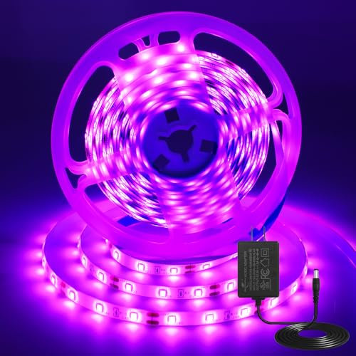iNextStation Striscia LED Rosa 5M, 12V SMD2835 Nastro LED con Adattatore e Interruttore, Tagliabile Flessibile IP65 Impermeabile Strisce Luci LED per Camera da Letto, Casa, Cucina, Feste