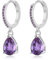 MASOP Creolen Silber 925 11mm mit Anhänger Purpur Violett AAA Zirkonia 9mm Silberohrringe Lila Wassertropfen Stein Hängend Klein Schmuck Geschenke für Damen Freundin Frauen Mädchen