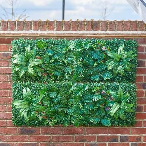Garden Mile Faux Living Wandpaneele, 60 x 40 cm, Rankgitter mit Blättern und Blumen, für Frühling und Sommer, Gartendekoration, Kletterpflanzen, Kunstpflanzen, Blumen, Ornament, für drinnen und