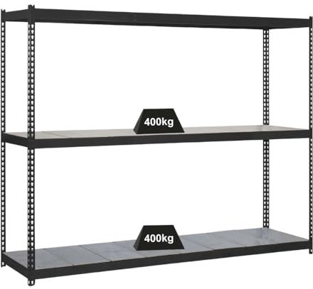 PROREGAL Schwerlastregal Metal YETI Three | HxBxT 200x180x75cm | Fachlast 400kg | Anthrazit | Regal Standregal Werkstattregal Lagerregal Kellerregal