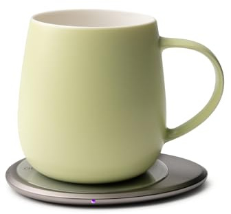 Ui 3 Self Warming Mug Set - Green | 12 oz / 12 oz Ceramic Coffee Tea Mug with Heating Pad