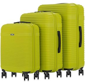 OCHNIK Kofferset | Hartschalenkoffer | Farbe: Lime | Reise-Koffer mit 4 Rollen | Größe: S/M/L | Trolley Handgepäck | Langlebig | Mit ABS | Hohe Qualität