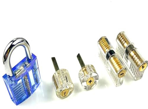 Transparentes Schloss zum Üben, klar sichtbare interne Struktur des Schlosses, transparentes Trainingsschloss für Schlosser, Anfänger (5 Schlösser)