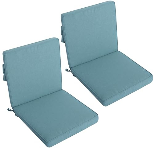 LILENO HOME Gartenstuhl Auflagen als [2er Set - Niedriglehner] in Aqua | bequeme Liegen als Sitzauflagen für Gartenmöbel - Stuhlkissen für Gartenstühle und Klappstühle DUB