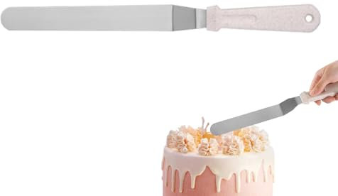 Icing Spatula for Cakes, Cake Spatulas, Stainless Steel Cake Spatula, Icing Smoother Extra Long Handle, Angled Cake Cream Scraper, Baking Accessories for Cheese Butter Desserts