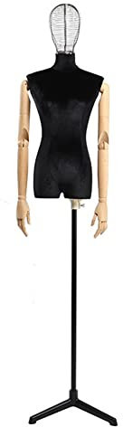 asdchZen Schneiderpuppe, Weibliche Büste, Schaufensterpuppe, Torso, Kleid, Hochzeitskleid, Schaufensterpuppe, Weibliches Modell, Metallstativ/Metallkopf,Black,b