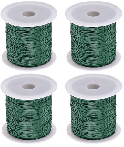 sourcing map 4 Rolls Nylon String Cord 45 Yards 0.4mm Beading String for Jewelry Making Chinese Knotting Cord Necklaces Kumihimo Friendship Bracelets and Craft, Dark Green