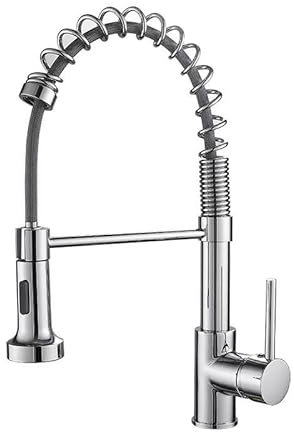 DIEMER® Kitchen Tap, Kitchen Sink Mixer Tap with 360° Swivel Pull Down Sprayer, Single Handle Tap, 2 Spray Mode, High Arc Tap, Modern Design, Chrome