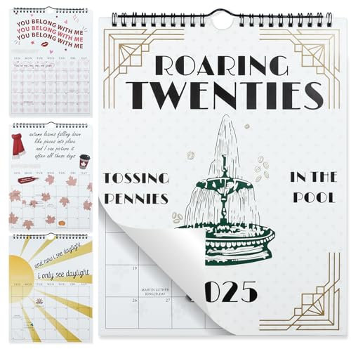 Roaring Twenties 2025 Kalender,Abreißbarer Kalender Wandkalender TS Musik Kalender,Musik Poster Album Cover Poster Kalender Wandkalender Geschenk,2025 TS Lyrics Kalender illustriert 12 Monats Planer
