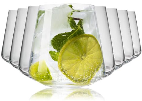 WUITOKI Bicchieri acqua moderni, set da 8, 40cl, vetro, lavabili in lavastoviglie, cristallino, resistente, bicchieri succo