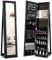 COSTWAY 3-in-1 Jewelry Cabinet, Lockable Jewelry Armoire Storage Unit with Full Length Mirror and Display Shelf, Home Bedroom Dressing Room Cosmetics Jewellery Organiser (Fixed Black)