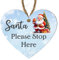 Santa Please Stop Here Christmas Heart Plaque – Festive Wooden Decoration with Santa Claus, Reindeer, Snowman, and More – Christmas Eve Sign for Kids – Hanging Ornament (Santa)