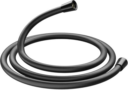 Cobbe Duschschlauch 2m – Glatter Silikon Brauseschlauch mit Verdrehschutz & Knickschutz | Flexibel, Leckagefrei, Hitzebeständig | Universal G1/2 Anschluss für Handbrause, Badewanne, Schwarz