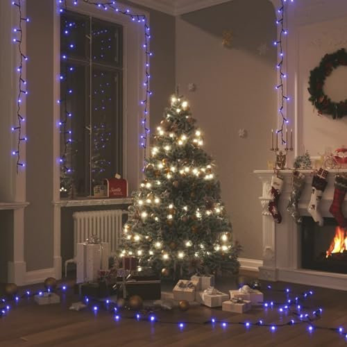 Tidyard LED-Lichterkette Tannenbaum Lichterbaum Weihnachtsdeko Beleuchtung Außen Beleuchtet Lichterkette 600 LEDs Blau 60 m PVC