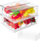 Abiudeng Fridge Drawer Kitchen Storage Organisation Cupboard Organiser with Pullout Drawer Stackable Fridge Organizer Set BPA free Clear Storage for Freezer-3 Pcs(S*2+L*1)