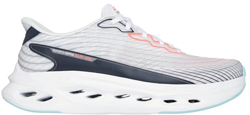 Skechers Men's Max Cushioning Glide Step Sapphire Hands Free Slip-ins Trainers, White multi-coloured, 8 UK