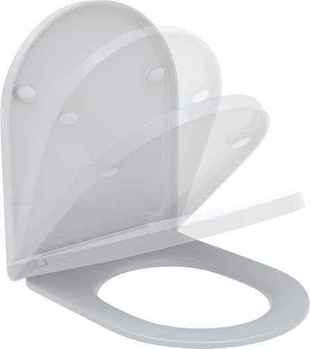 WISA Zodiac S D-förmiger Universal-Toilettensitz, Absenkautomatik, wandhängend, bodenmontiertes WC und Wand-WC, Duroplast, farbecht, Topfix-Befestigung, Schnellverschluss, schlank