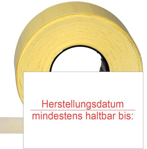 CUNU - 13.200 Etiketten 26x16mm Herstellungsdatum und mindestens haltbar bis (Rechteckig) - Datumsetiketten mit Preisauszeichner kompatibel von: contact, Sato, Blitz, Etimark, Jolly, Open, Smart