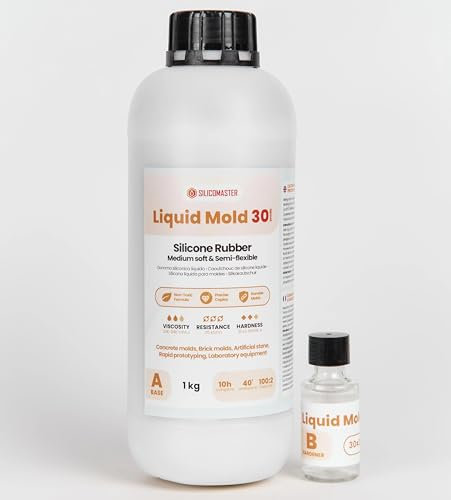 Resin Pro® Liquid Mold 30 - Flexibles Silikon (1020 g) für widerstandsfähige Formen aus Beton, Gips und Harzen - Härte 30 Shore A - Ideal für detaillierte Formen und schwere Materialien