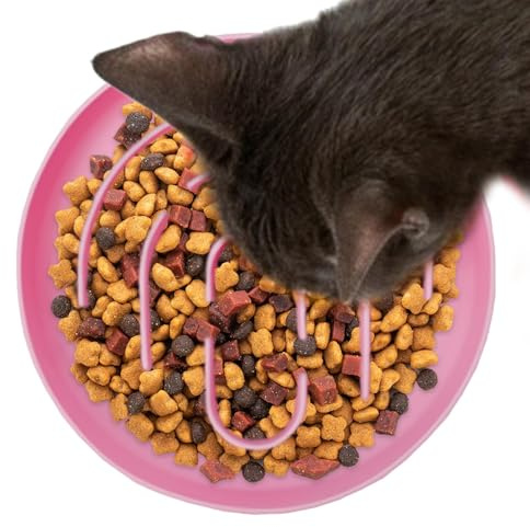 Langsamer Futternapf für Katzen und Hunde, aus Silikon, für gesunde Ernährung, runde Schale für drinnen und draußen, Würfel, Hühnercreme, Käse