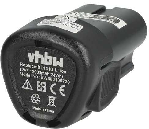 vhbw Batterie Remplacement pour Black & Decker LBXR12, LBX12, LB12, BL1510, BL1310, BL1110 pour Outil électrique (2000 mAh, Li-ION, 12 V)