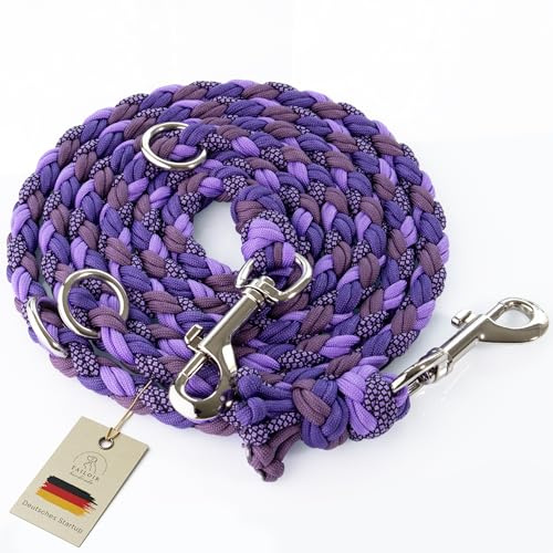 Tailoir Hundeleine 2m geflochten - Tauleine Hund, Mittelgroße - Große Hunde | Paracord Tau Leine verstellbar, Dog Leash Führleine, Bissfeste Freihandleine zum Umhängen, Trainingsleine, Lila