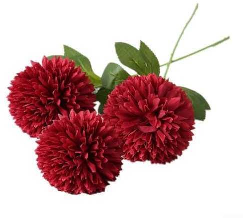 Künstliche Topfblumen, atemberaubende Chrysanthemen-Kugel, für Wohnzimmer und Veranstaltungen, Rot