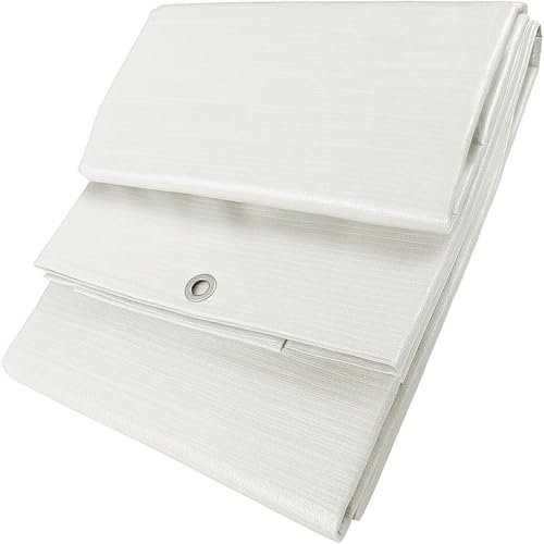 TB Thayba Toldo Reforzado, Lona Multiusos Impermeable con Ojales, Cubierta Protectora para Exterior, Medidas 90gr (Blanco, 5x8)