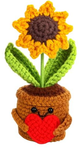 Noaxylic Emotionale Unterstützung Sonnenblume, 14.5 x 6 cm Häkelpuppe | Pocket Hug Positive Sonnenblume, für Geburtstagsfeier Geschenk, Mutmacher Geschenk, Muttertagsgeschenk
