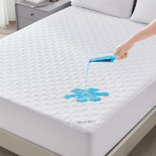 BEDLORE Matratzenschoner 120 x 200 cm, wasserdichte Matratzenauflage, geräuschloser Matratzenbezug mit tiefer Tasche – weich, atmungsaktiv und komfortabel (Weiß)