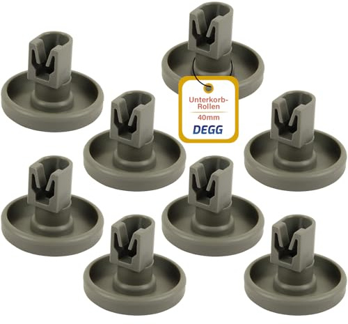 DEGG Ruote Lavastoviglie - Ruotine Cestello 40mm - Compatibile con IKEA AEG Electrolux Zanussi Etna - Ricambio Universale Cestello Inferiore Lavastoviglie - 8 PEZZI
