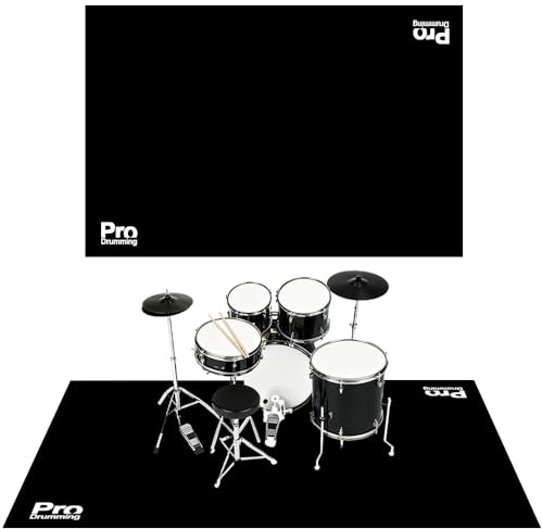Drum Rug Mat with Non-Slip Grip Bottom, 4x6ft Drum Carpet Noise Reduction, Floor Protection for Electric Drum and Jazz Drum Set Splash Stands, Gift for Drummers, Music Drum Accessorie, 48x72in, Black