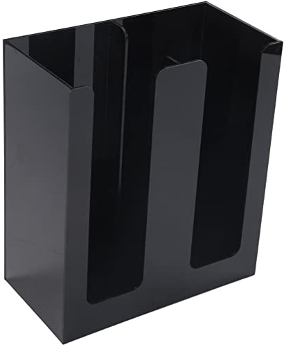 Bopfimer Acrylic Coffee Cup and Lid Dispenser, Black, 24.2x10.6cm, Two Compartment Paper Cup Storage Holder for Coffee Shops and Offices