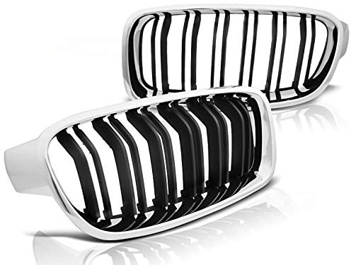 Doppel-Nieren Frontgrill Chrom Hochglanz Schwarz für BMW 3er F30 F31 Limousine & Touring 2011–2018